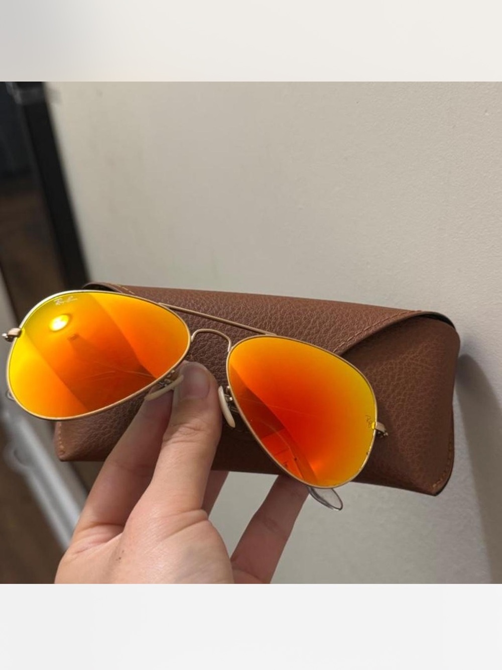 Ray-Ban Men’s Aviator Sunglasses - Orange/Gold Mirrored Lenses